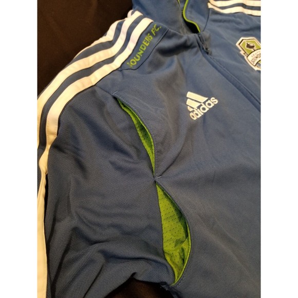 VTG ADIDAS Climalite SEATTLE SOUNDERS FC Training Zip Track Jacket Jersey Medium - Picture 4 of 11